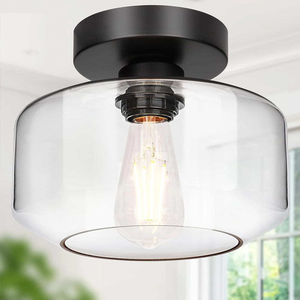 Plafonnier LED avec abat-jour en verre