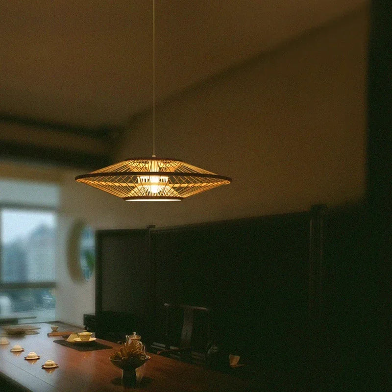 lustre rétro artistique en bambou style chinois pour décoration - vue 4 sur 8
