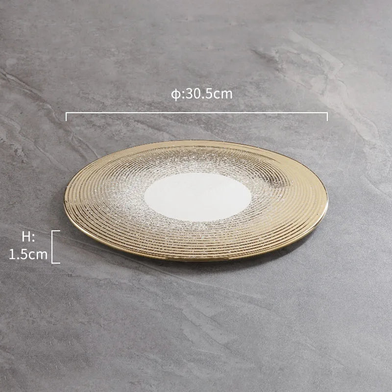 Assiettes plates ceramique style japonais motif sauce restaurant