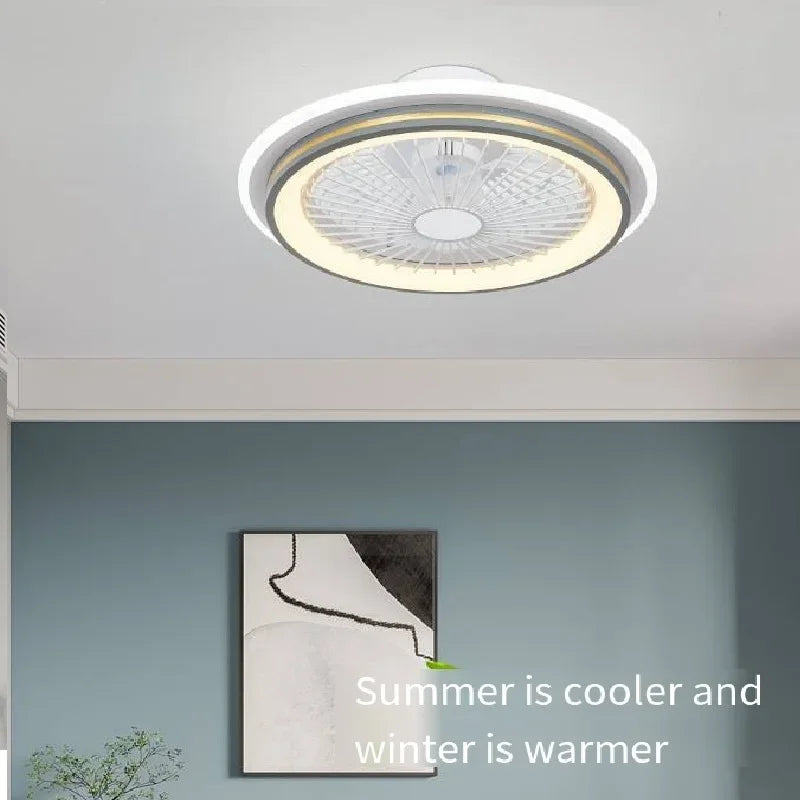 plafonnier moderne silencieux avec ventilateur et lumière télécommandé - vue 4 sur 9