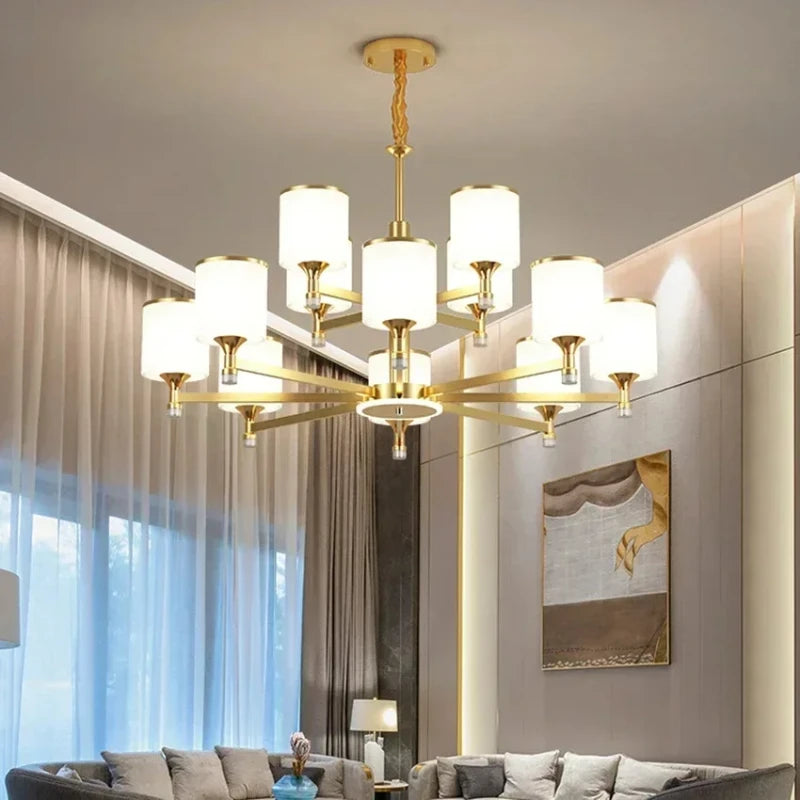 suspension moderne en verre doré et noir pour intérieur élégant - vue 5 sur 17