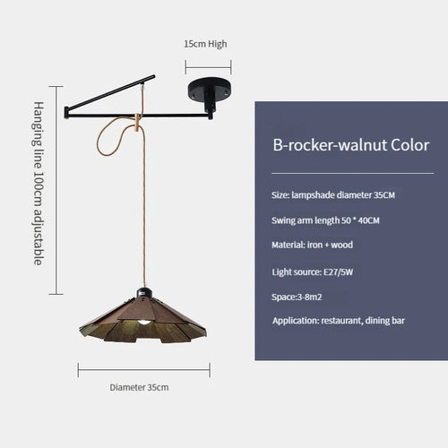 suspension en bois rétractable à bascule luminaire décoratif d'intérieur - vue 15 sur 18