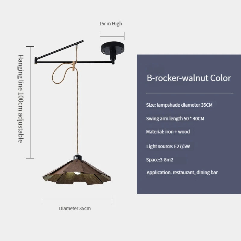suspension en bois rétractable à bascule luminaire décoratif d'intérieur - vue 14 sur 18