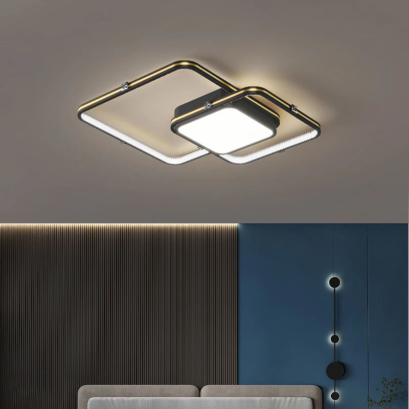 Lampe de lustre Led noir/or pour salon chambre décoration lustre moderne décor à la maison lustres de plafond luminaires - vue 5 sur 14