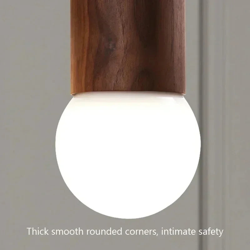 lampe suspendue en bois led décoration simple nordique - vue 6 sur 12