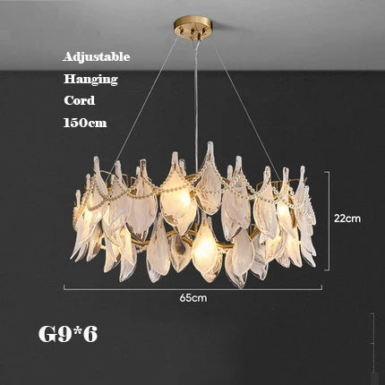 lustre créatif en verre dépoli avec perles suspendu moderne - vue 10 sur 10