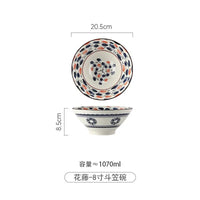 Bol à ramen japonais céramique motif floral 12l