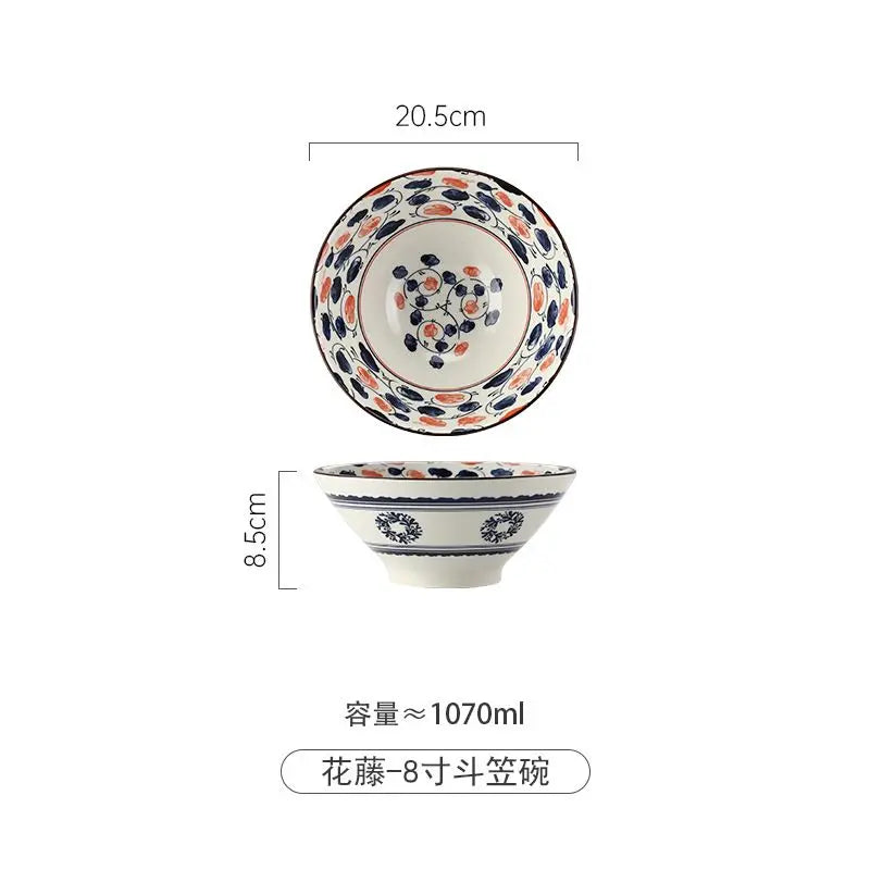 Bol à ramen japonais céramique motif floral 12l