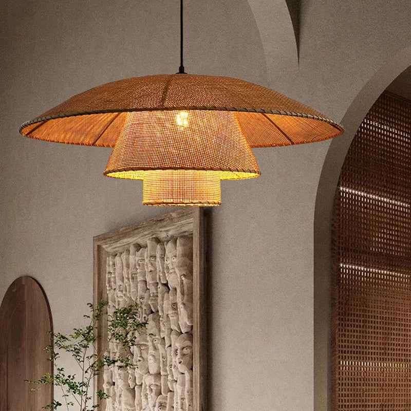 suspension vintage en rotin tissé à la main pour restaurants et hôtels