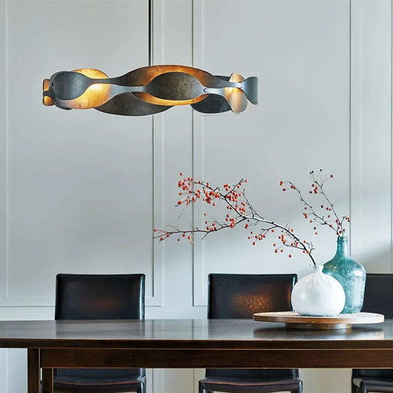 Italian Luxury Pendant Light Living Room Metal Window Artistic Sense Restaurant Hanging Lamp Hotel Lobby LED Lighting Chandelier - vue 7 sur 8