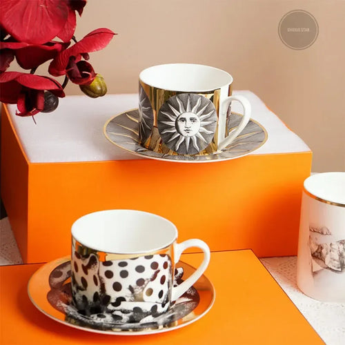 Tasse ceramique motif animal style europeen porcelaine doree
