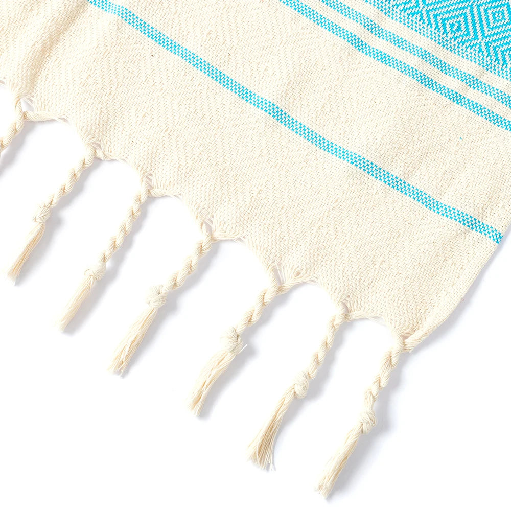 Serviette de plage coton jacquard losanges seche rapide - vue 5 sur 6