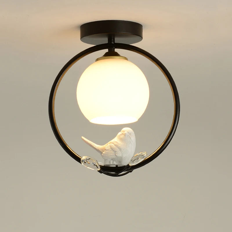plafonnier nordique créatif avec motif d'oiseau pour balcon