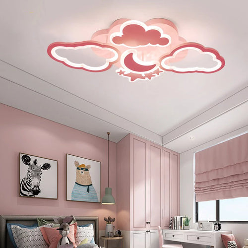 lustre led moderne en forme de lune étoile nuage pour enfants - vue 5 sur 25