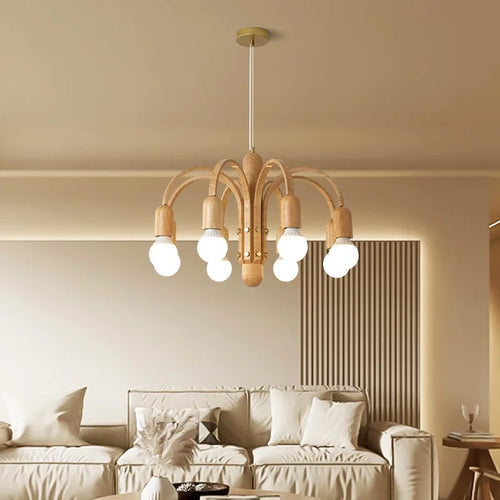 lustre à led vintage nordique imitation bois pour intérieur moderne - vue 3 sur 12