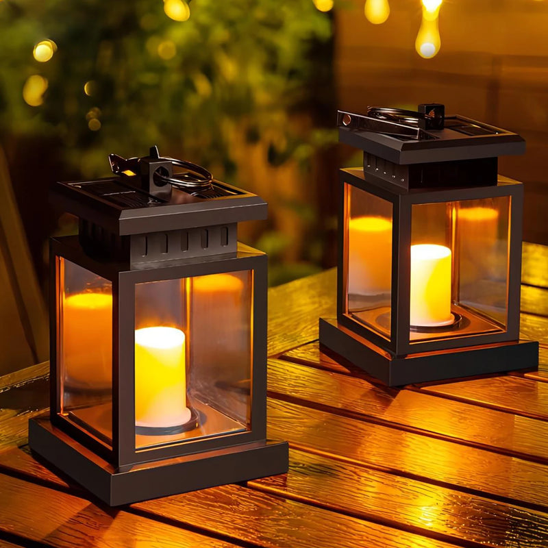 LED lumières solaires bougie lanterne extérieure palais lanterne lampe de jardin avec crochet paysage éclairage lampadaires étanche noël