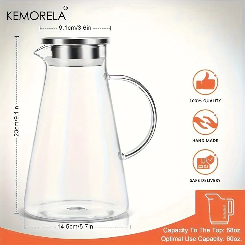 Carafe en verre resistant chaleur poignée grande capacite
