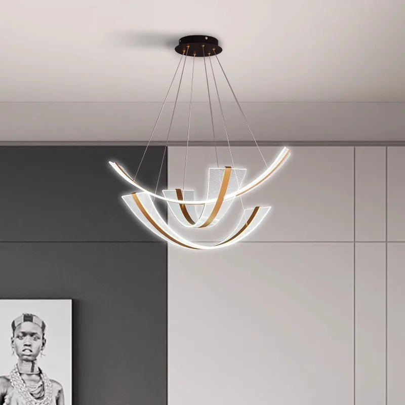 lustre led décoratif moderne pour éclairage intérieur - vue 5 sur 9