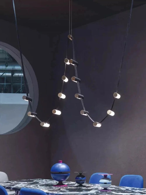 lustre en cuir nordique design pour éclairage suspendu décoratif - vue 6 sur 6