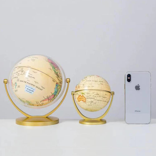 globe terrestre rétro rotatif pour apprendre la géographie et décorer - vue 3 sur 7