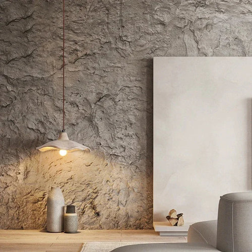 suspension wabi-sabi en ciment et travertin pour décoration intérieure - vue 6 sur 14