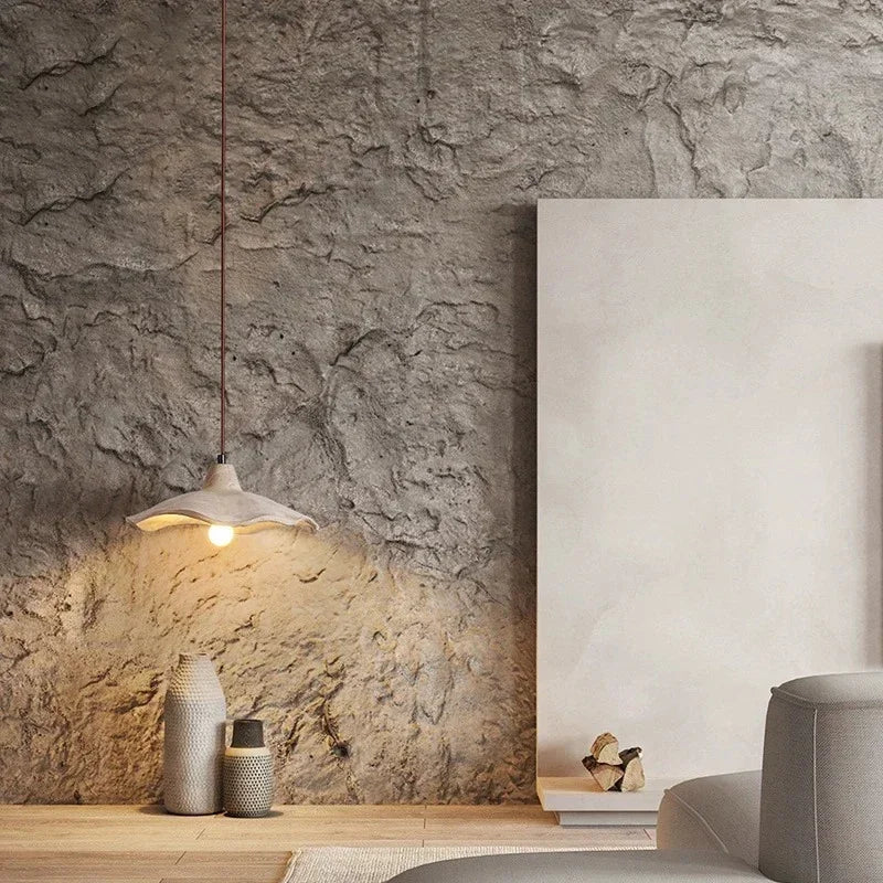 suspension wabi-sabi en ciment et travertin pour décoration intérieure - vue 5 sur 14
