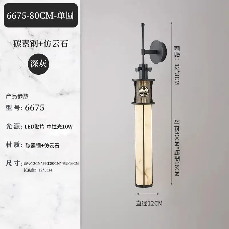 applique murale en marbre style chinois avec éclairage led design - vue 13 sur 14