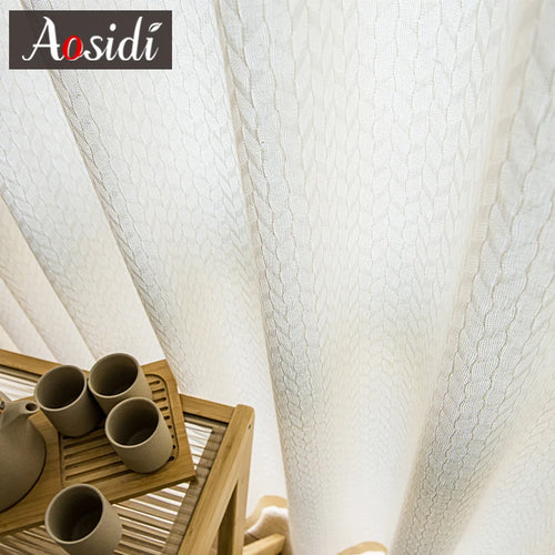 Voilage japonais géométrique semi translucide pour salon chambre