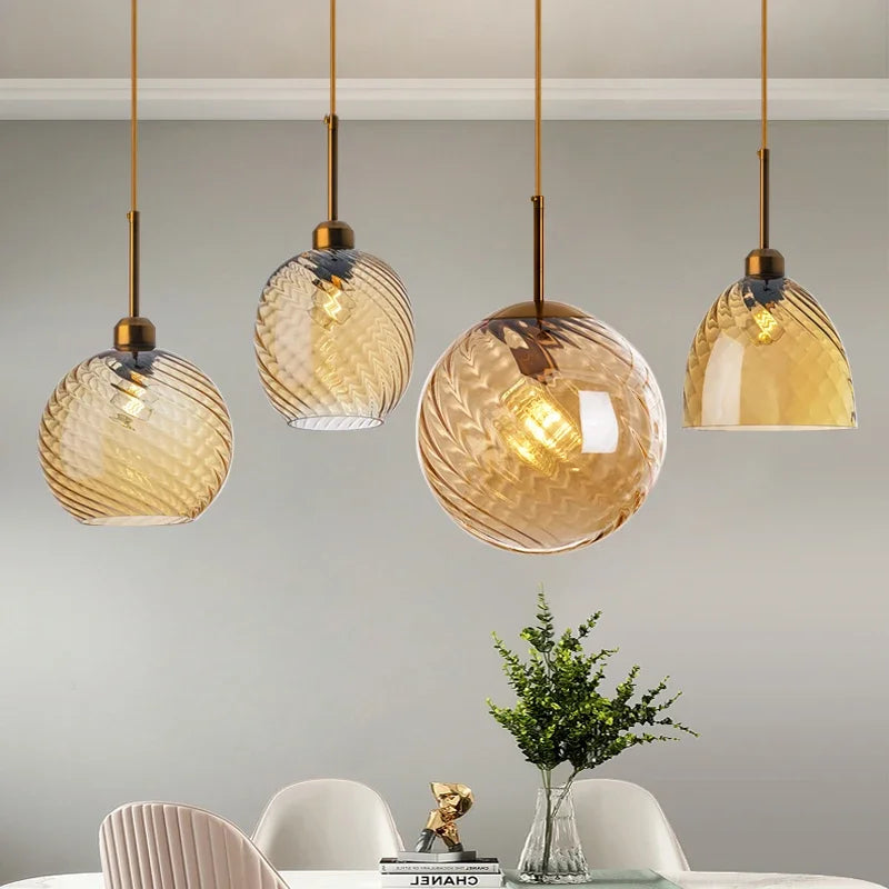 suspension led moderne design boule de verre pour restaurant bar - vue 3 sur 23