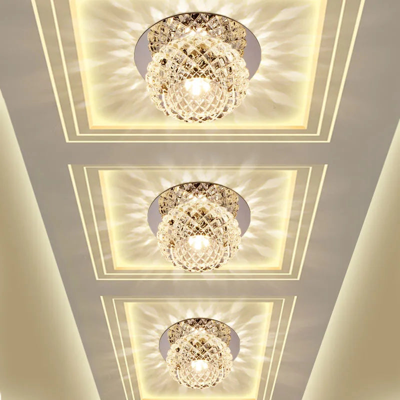 Plafonniers en cristal LED lampe d'allée projecteur salon couloir entrée Downlight en acier inoxydable lampe de Base de miroir - vue 3 sur 9
