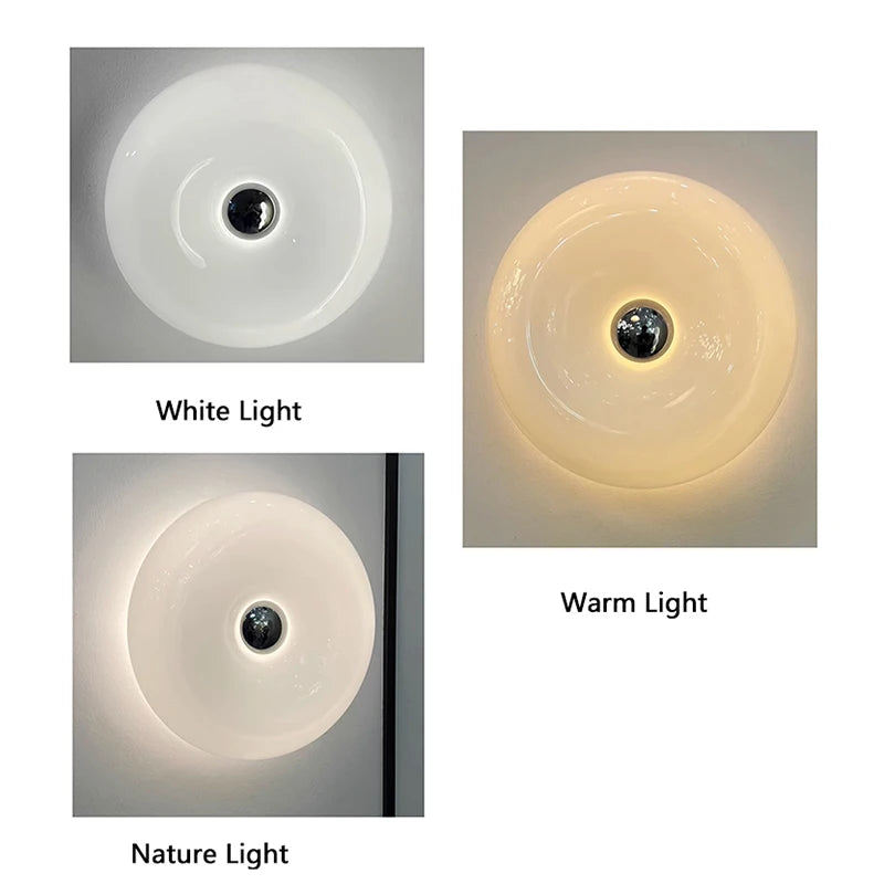 Modern Glass Wall Lamps for Bedside Living Room Stair Hallway Lighting 220V Milky White Glass Sconce Remote Control Optional - vue 5 sur 8
