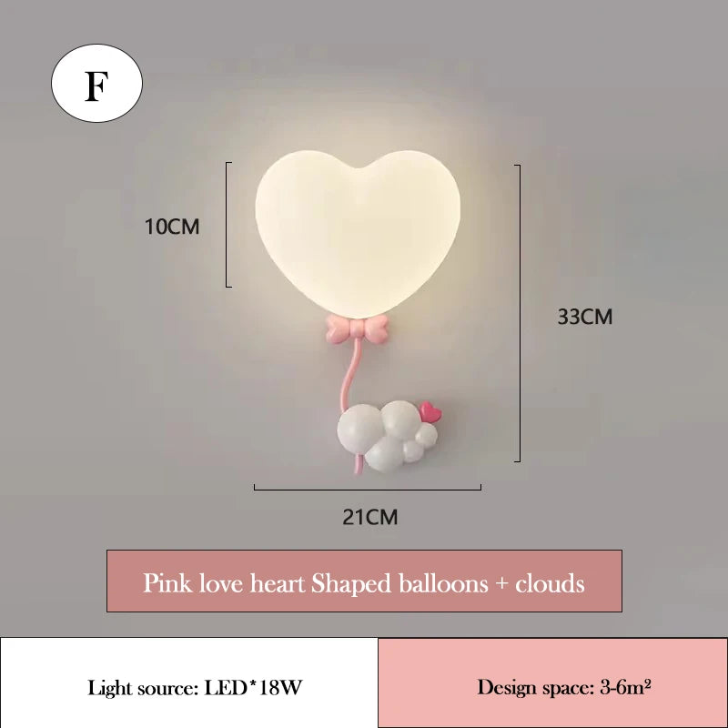 applique murale led en forme de cœur pour chambre d'enfant - vue 9 sur 12