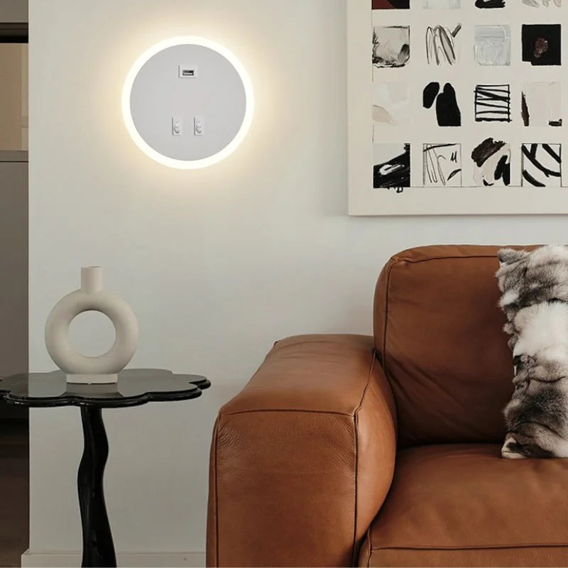 applique murale à led moderne avec port usb pour éclairage d'ambiance - vue 4 sur 8