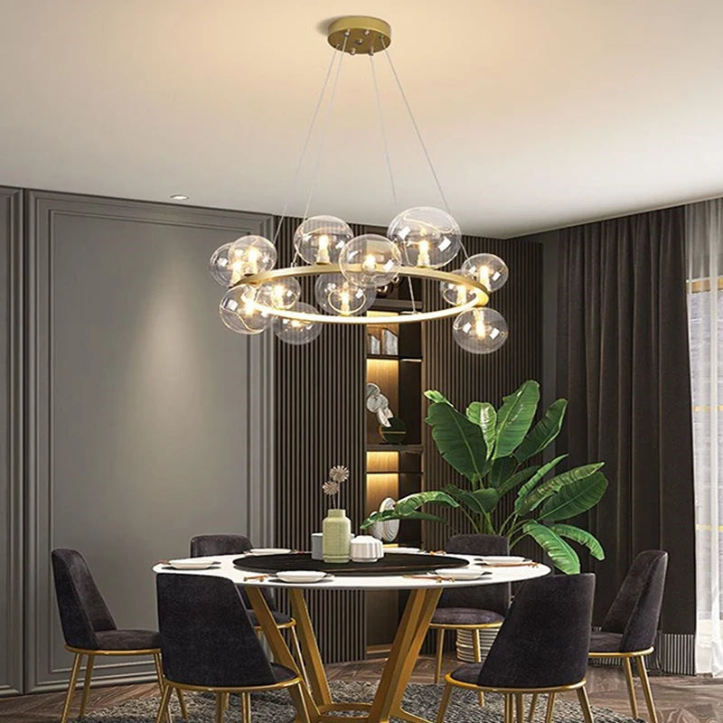 suspension lustre design bulle en verre créatif moderne - vue 6 sur 18