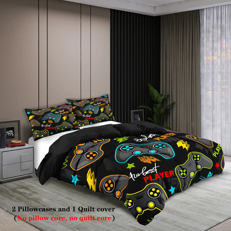 ensemble de literie manette de jeu 3 pièces pour adolescents et adultes