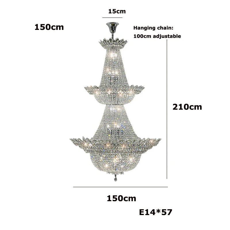 lustre led k9 cristal palace à intensité variable pour un éclairage élégant - vue 15 sur 16
