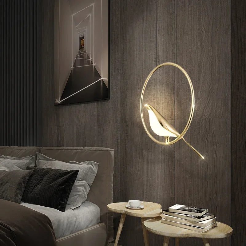 golden bird applique murale led rotative 	 suspendue