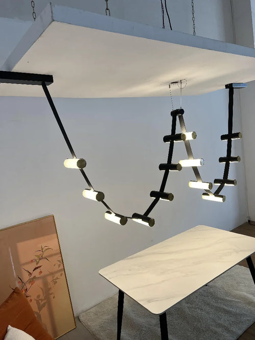 lustre en cuir nordique design pour éclairage suspendu décoratif - vue 5 sur 6