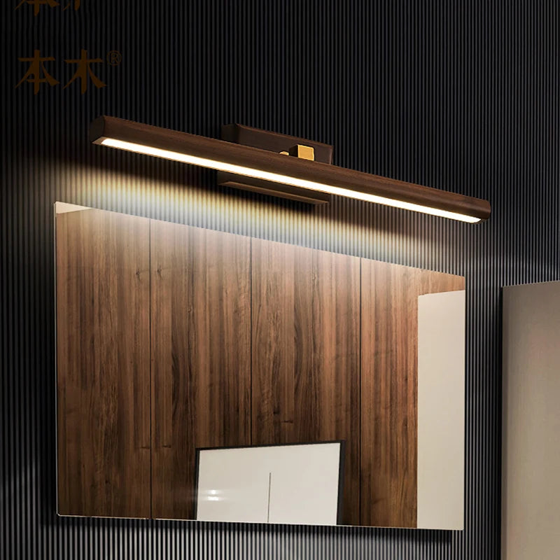 miroir de luxe en noyer led rotatif à 360° applique murale