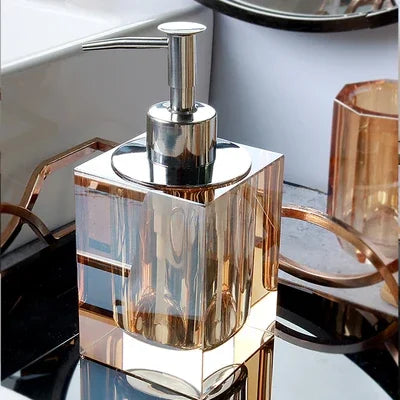 distributeur de savon en verre luxe pour salle de bain - vue 9 sur 15