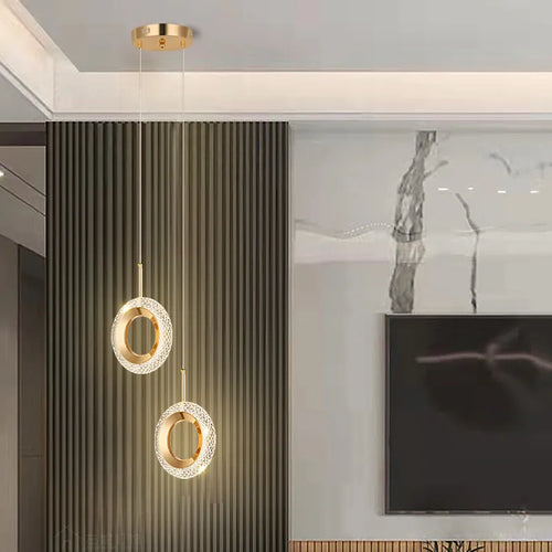 Anneau nordique suspension LED lumières intérieur lampe suspendue décor de chambre pour chevet chambre salon moderne suspension - vue 4 sur 12