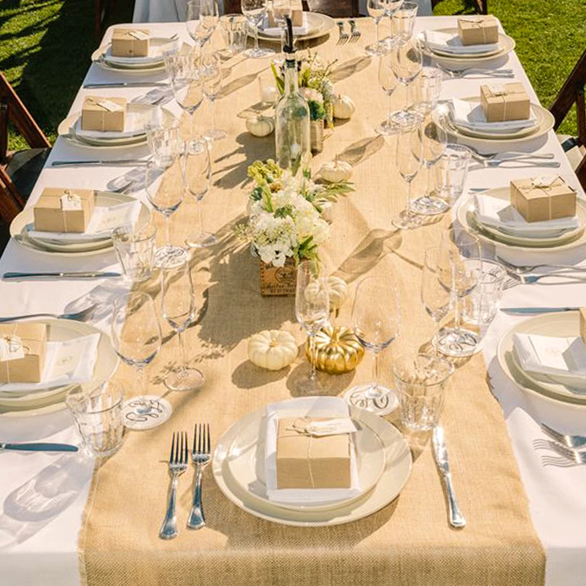 Chemin de table en lin style champetre rustique - vue 6 sur 11