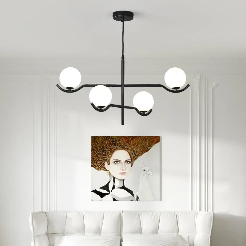 lustre design en verre et métal luminaires suspendus - vue 6 sur 9