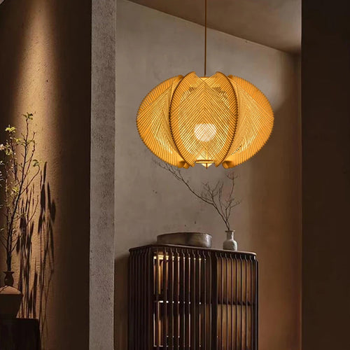 ZK50 Restaurant lustre bois Art chanvre corde lampe chambre créative Bar concepteur modélisation journal rétro unique tête lustre E27 - vue 2 sur 6