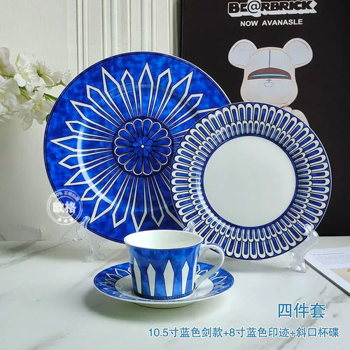 Assiette céramique style européen motif sceau pour dessert