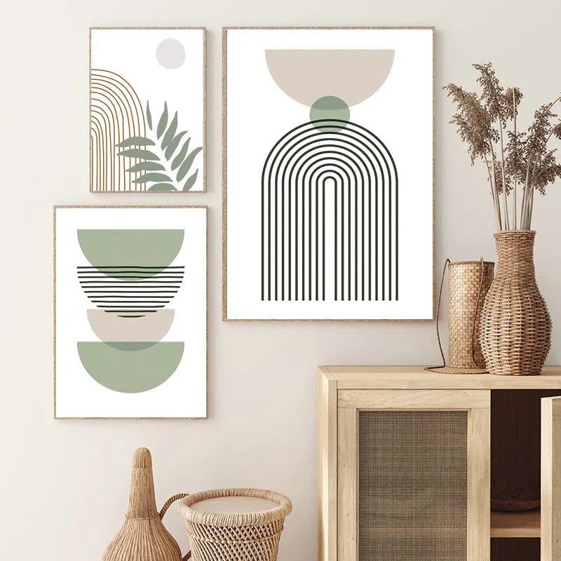 décoration murale abstraite boho géométrique en toile moderne - vue 6 sur 7