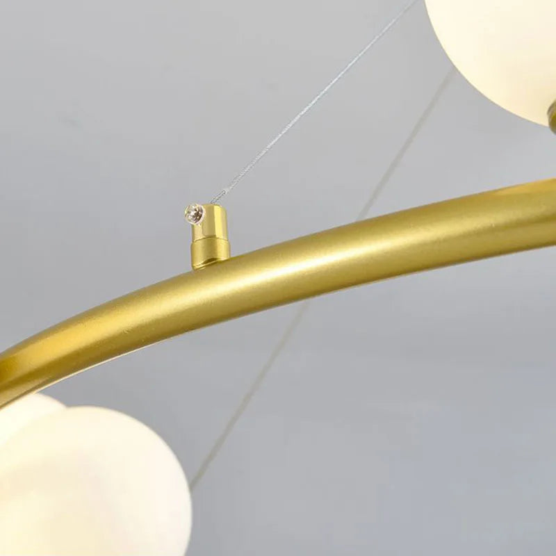 lustre moderne en verre mat avec anneau noir et fil réglable - vue 6 sur 14