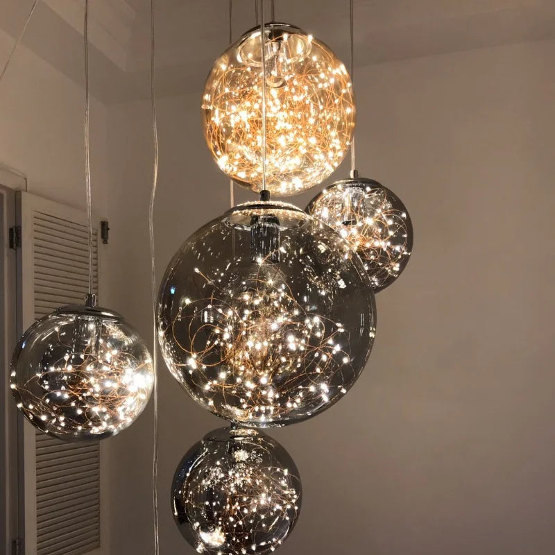 lustre nordique en étoile design en verre pour décoration intérieure - vue 4 sur 25