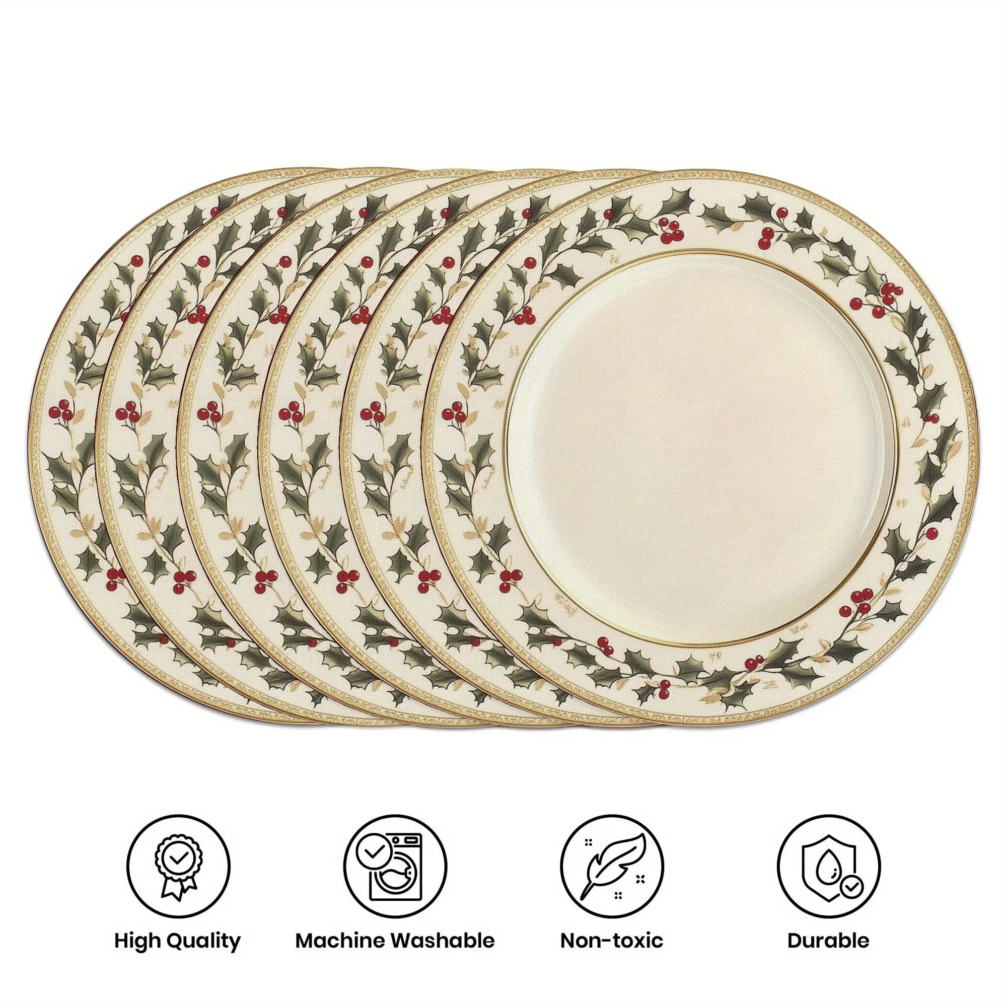 set de table noel houx flocons 6 pieces