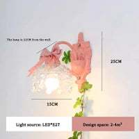 applique murale rose en verre cristal pour petite fille